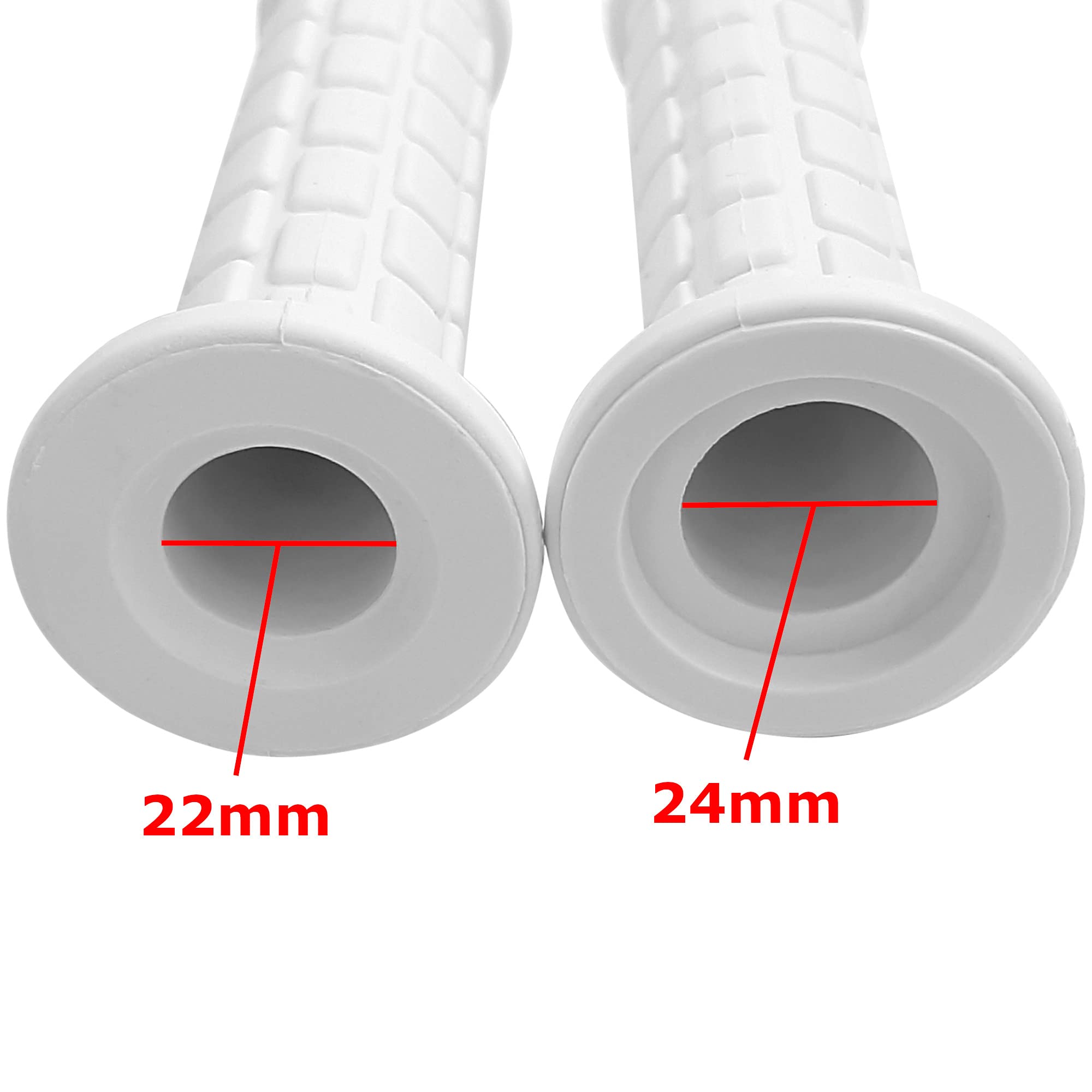 Poignées Cyclo/moto 22mm 24mm – Blanc – Antidérapant TPE Souple – Quad, Mobylette, Cross