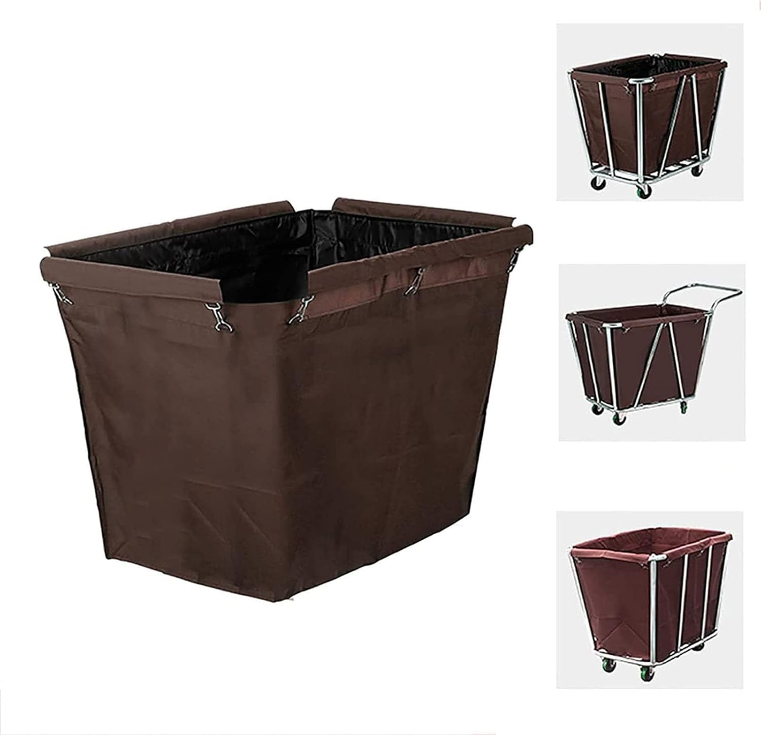 Replacement Liner Bag for Laundry Cart, Laundry basket Removable/Waterproof Liner Bag For 350-400L Commercial Trolley Cart Replacement(Brown)