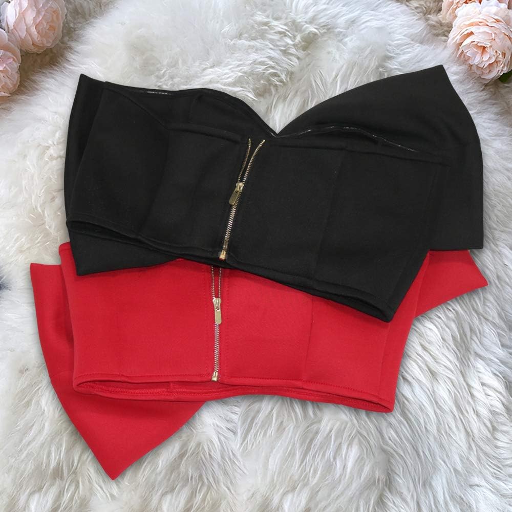 AOMEI Women's Bow Tie Tube Tops Bra Strapless Backless Crop Tank Top - Image 2