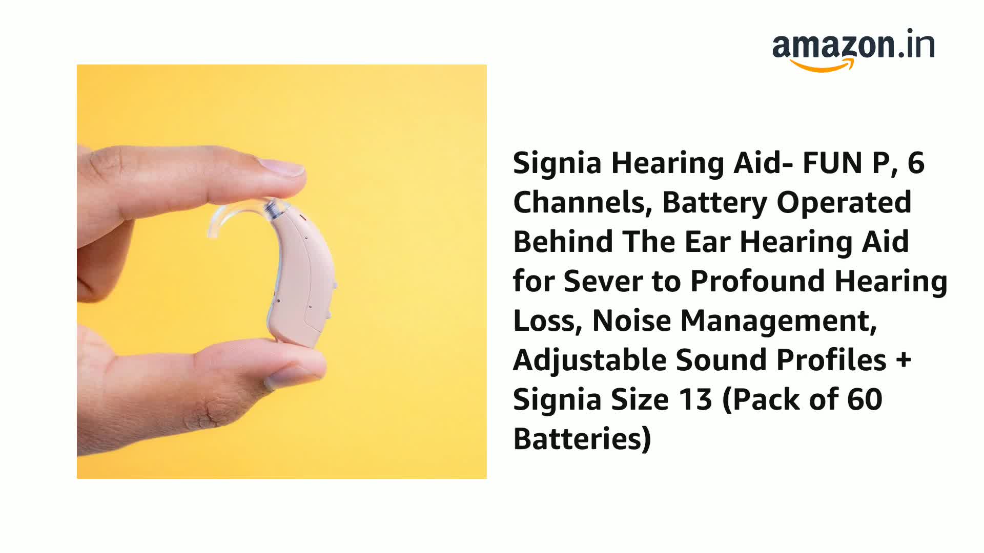 Signia FUN P BTE Hearing Aid - 6 Channel, Moderate To Severe, 2025 Model, US Shipping