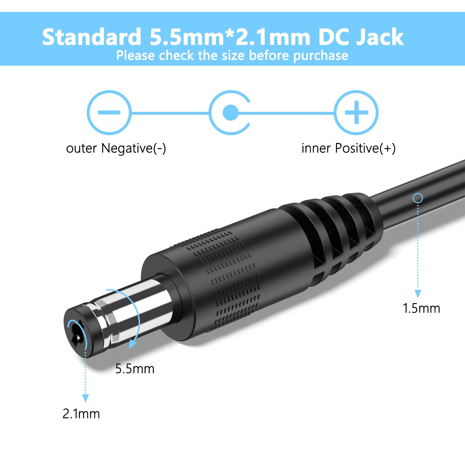 12V 2A Power Supply for LED Strip Lights, 100-240V AC to DC 12V Converter Adapter Driver Transformer, 24W UK Plug with 1.5M Cable, 5.5mm x 2.1mm Jack — view 4