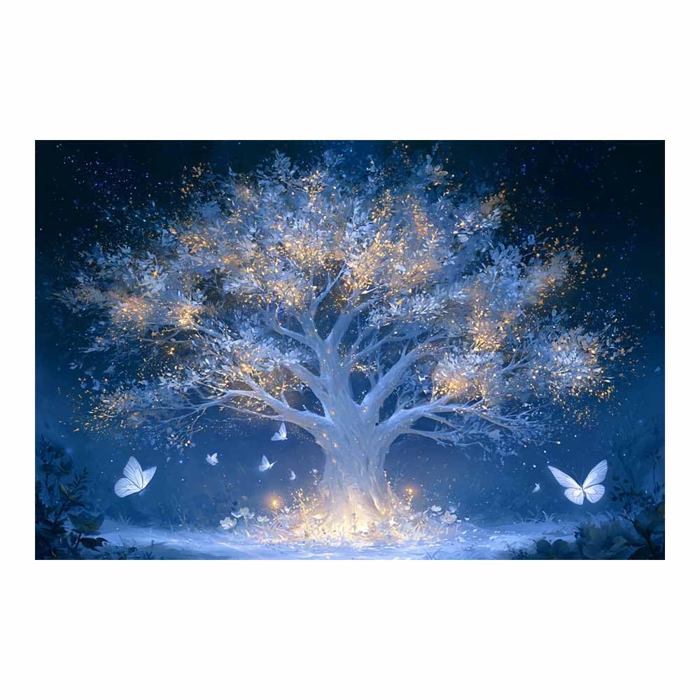 HOQIU Tree Wall Art Firefly magics tree artwork, home canvas prints, for Bathroom Living Room Bedroom(Multicolor)-60x80cm Unframed