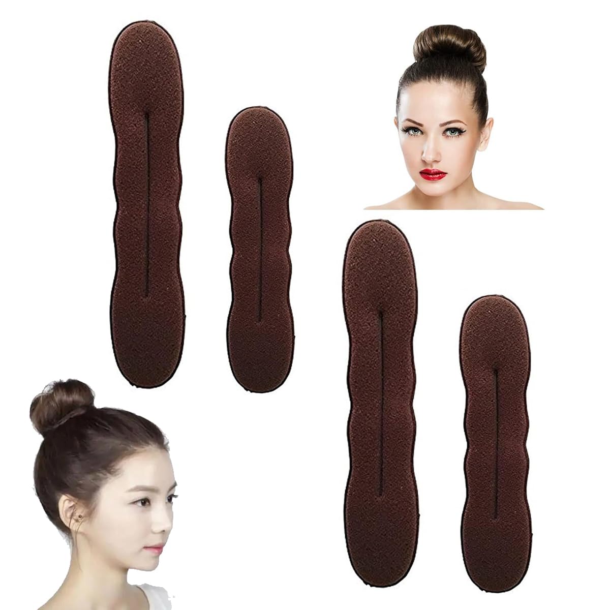 4 piezas Marrón para hacer moños para el cabello, Bonut para el cabello, esponja para torcer el cabello, accesorios peinar el cabello, accesorios para el cabello, herramientas el cabello