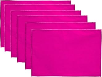 Cotton Canvas Placemats - DIY Table Mats Heat-Resistant Non-Slip Insulation Table Runner for Kitchen Dining Room Table Decoration- Set of 6 (Pink)