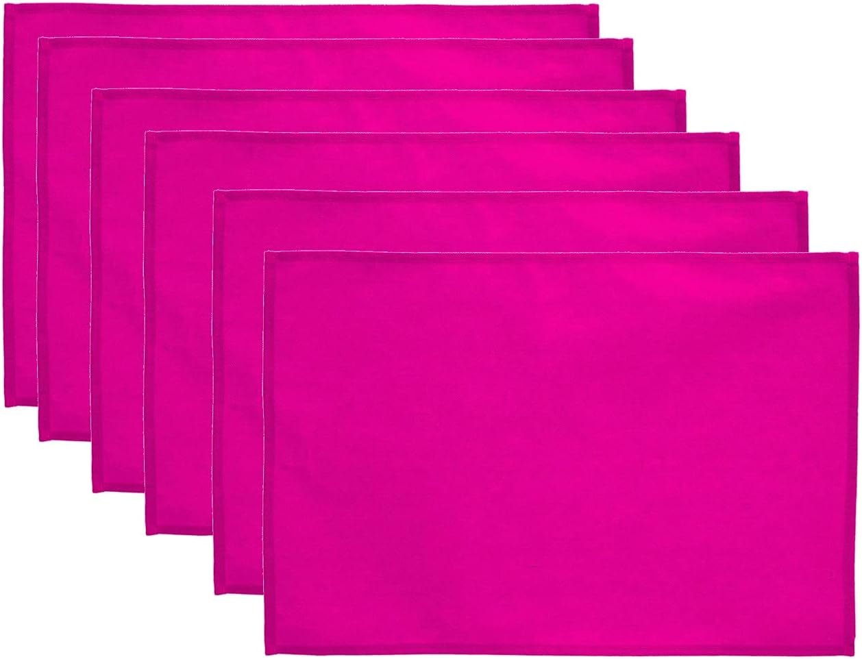 Cotton Canvas Placemats - DIY Table Mats Heat-Resistant Non-Slip Insulation Table Runner for Kitchen Dining Room Table Decoration- Set of 6 (Pink)