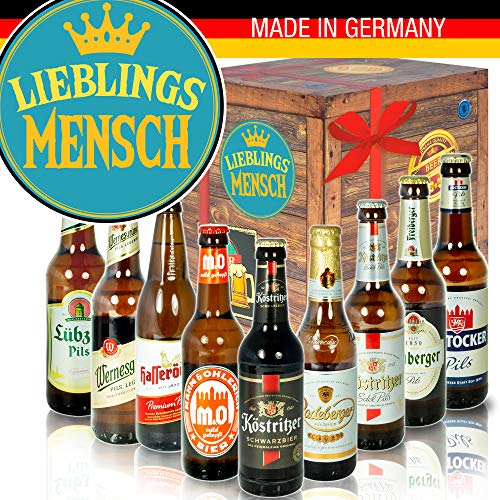 Lieblingsmensch - Biere aus Ostdeutschland - 9x ostdeutsche Spitzenbiere in dekorativer Geschenkbox – Inklusive 144S. Bierbuch, Geschenkkarten & Urkunden – Das Bier-Probierpaket mit Ost Spezialitäten