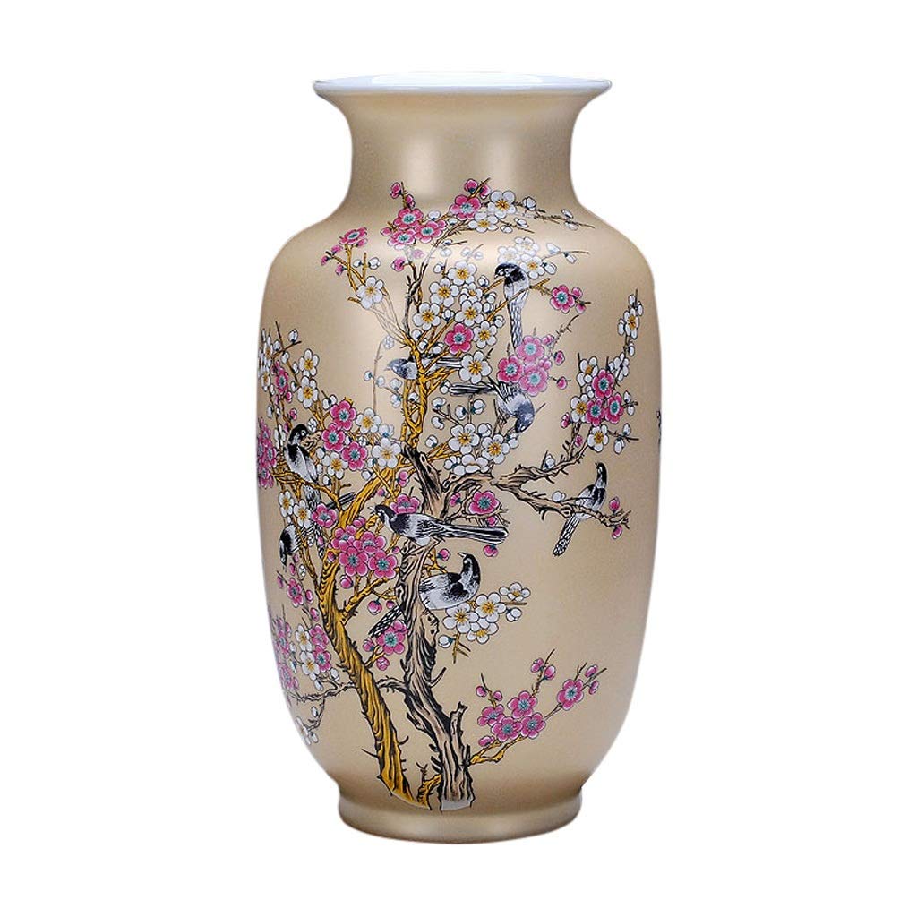 Vase en céramique classique oiseaux peint à la main pour une décoration chic de salon