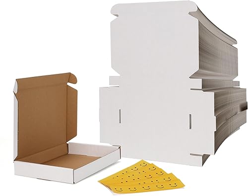 Vista 29 de RLAVBL Juego de cajas de envío de 12x9x2, paquete de 25, caja de cartón corrugado blanca para embalaje, envío postal, negocio