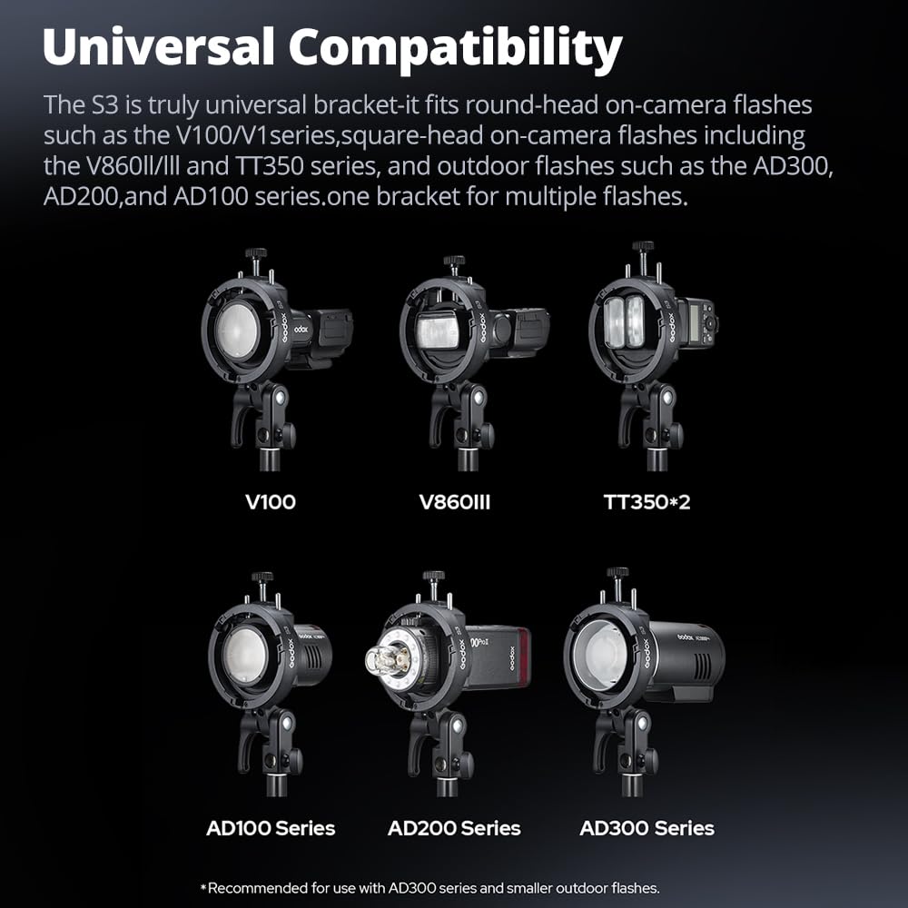 Godox S3 Speedlite S-Type Halterung für AD200Pro II, AD300Pro II, V1Pro, V100, V860III, TT685II, V480 Serie