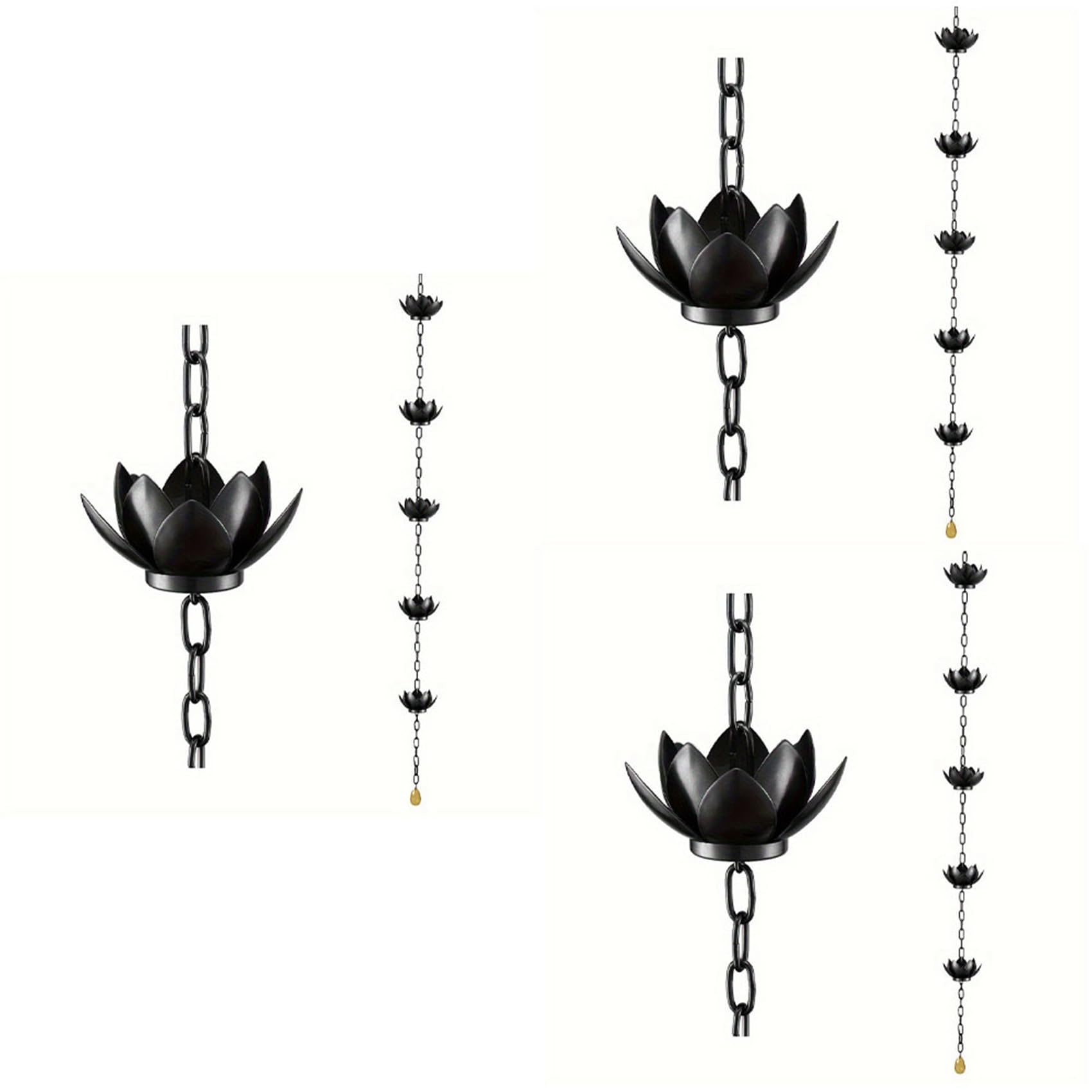 Vjsujehgy 3X Rain Chain, Rain Catcher Chain for Gutters Outside, Rain Chain Cups to Replace Gutter Downspout, Divert Water