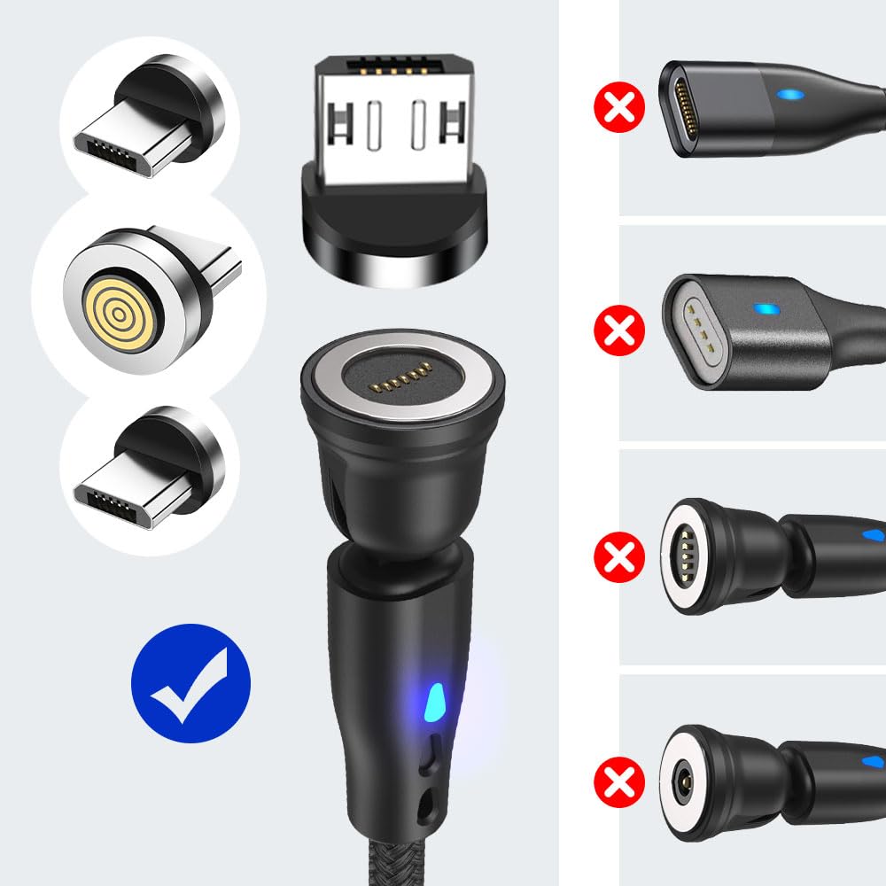 AXFEE 3 Pezzi Connettori Magnetici, Trasferimento Dati a Ricarica Rapida Micro USB, per Rotondo 7 Pin Cavo di Magnetica, Compatibile con Micro USB(Senza Cavi Magnetici)