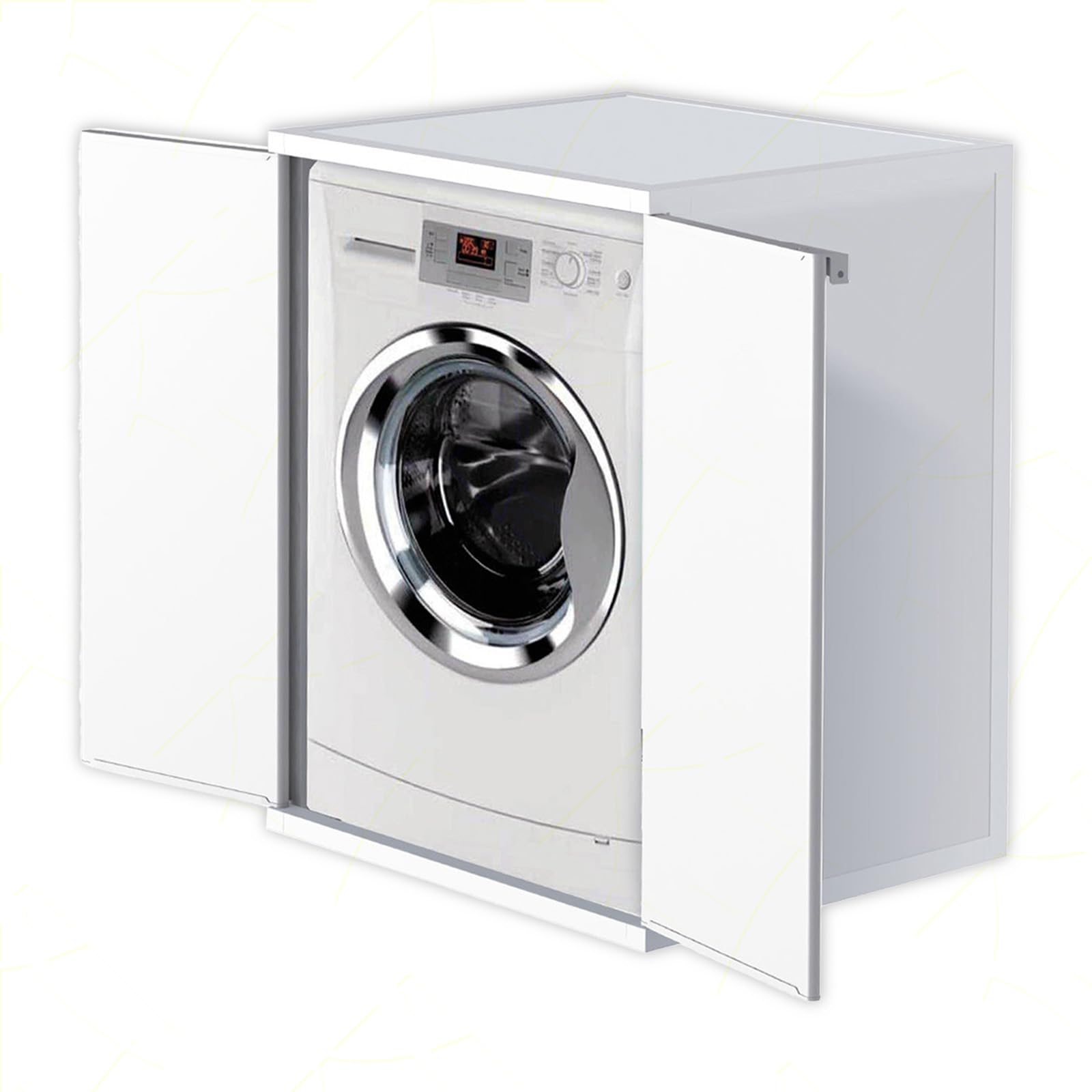 Sicignano | Funda para lavadora y secadora, armario con cubierta de plástico PVC con puertas, 68,5 x 64,5 x 88 cm de altura, impermeable para interiores y exteriores, baño, balcón, garaje, para