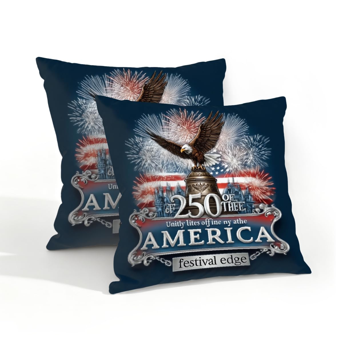 Outdoor Pillow Covers Waterproof Pillowcases 18x18in Set of 2 250th America Celebration Eagle Decorative Throw Cushion Case for Couch Sofa Garden Patio Furniture