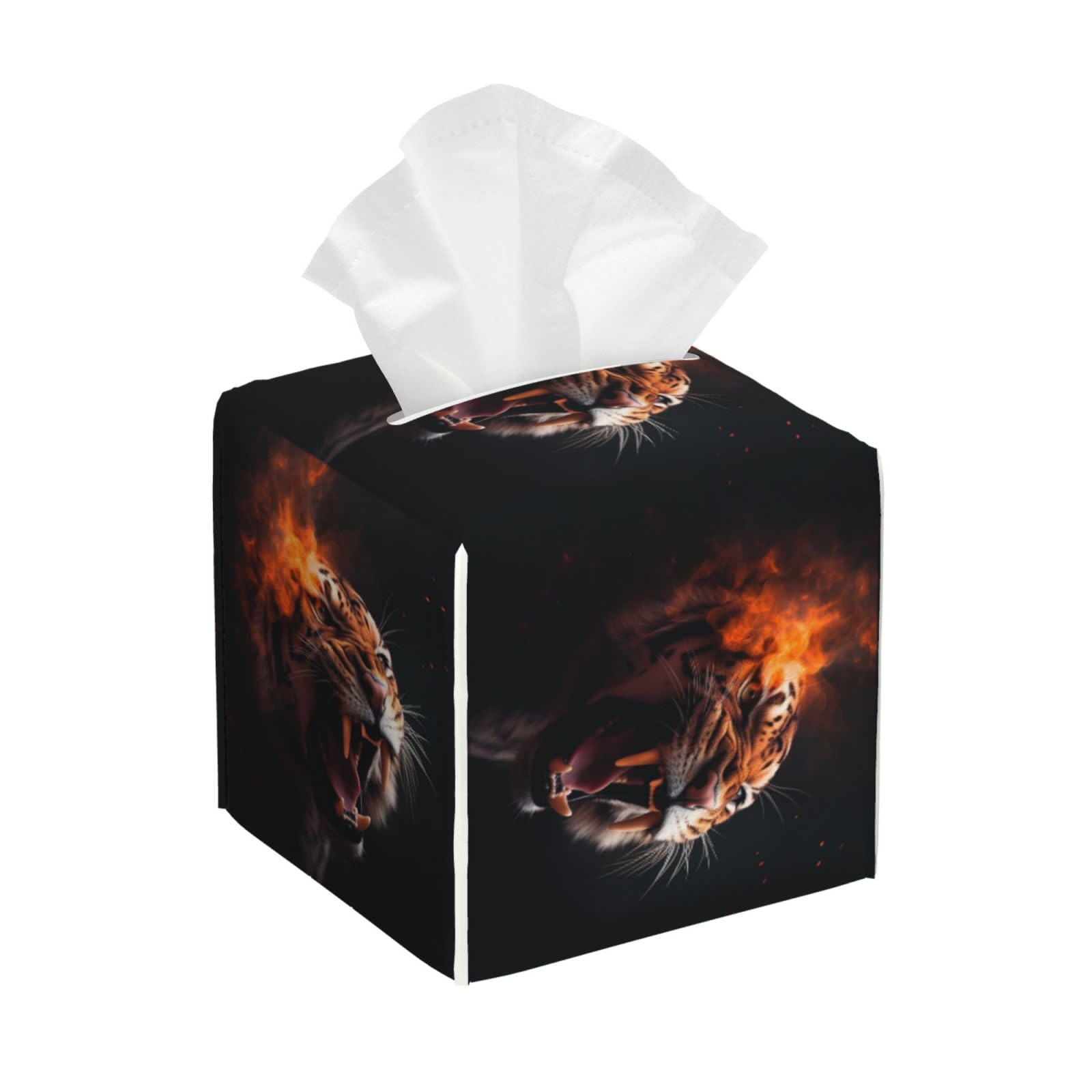 Roaring Tiger Tissue Box Cover Square Cube Boxes