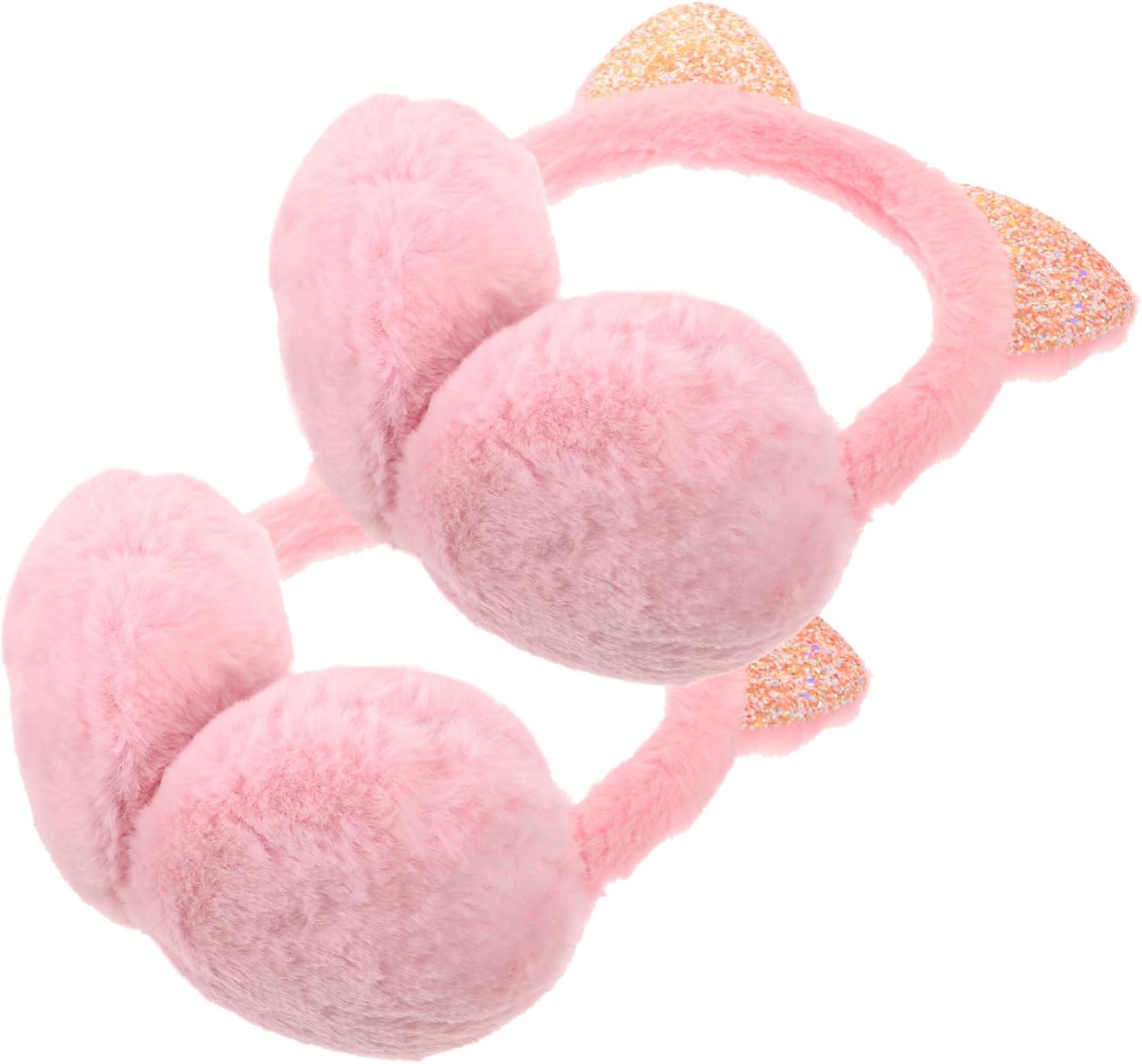 2pcs Soft Plush Cat Ear Earmuffs for Winter Ear Muffs for Boys and Girls Tail Sleep for Outdoor Activities