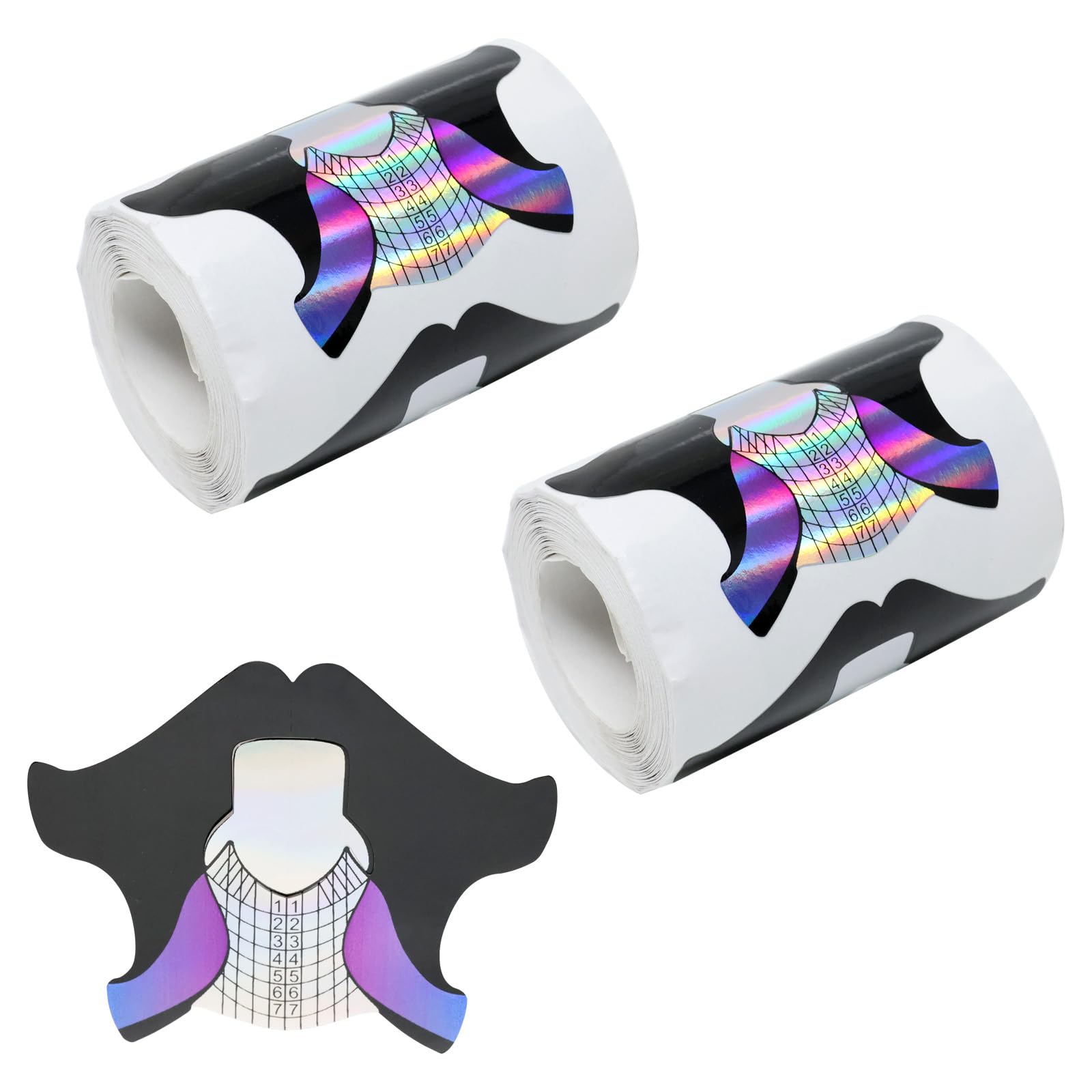 yueton 200PCS Square Nail Forms Creative Mermaid Pattern Nail Forms Curve False Nail Tips Extension Acrylic Nails Builder