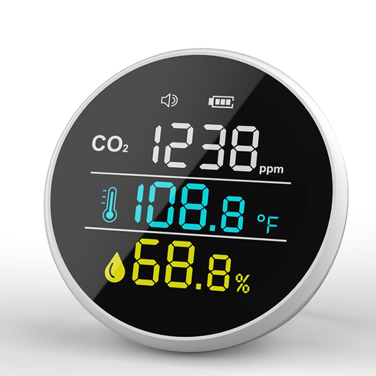 Monitor de CO2, Detector Portátil de Alta Precisión con Alarma, Monitor de Temperatura y Humedad para el Aula de Oficina en Casa