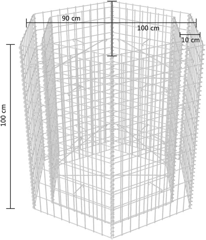 vidaXL Gabion Raised Bed Hexagonal Garden Outdoor Flower Box Planter Plant Vegetable Growing Container Balcony Patio Backyard Barrier Steel 39.4"