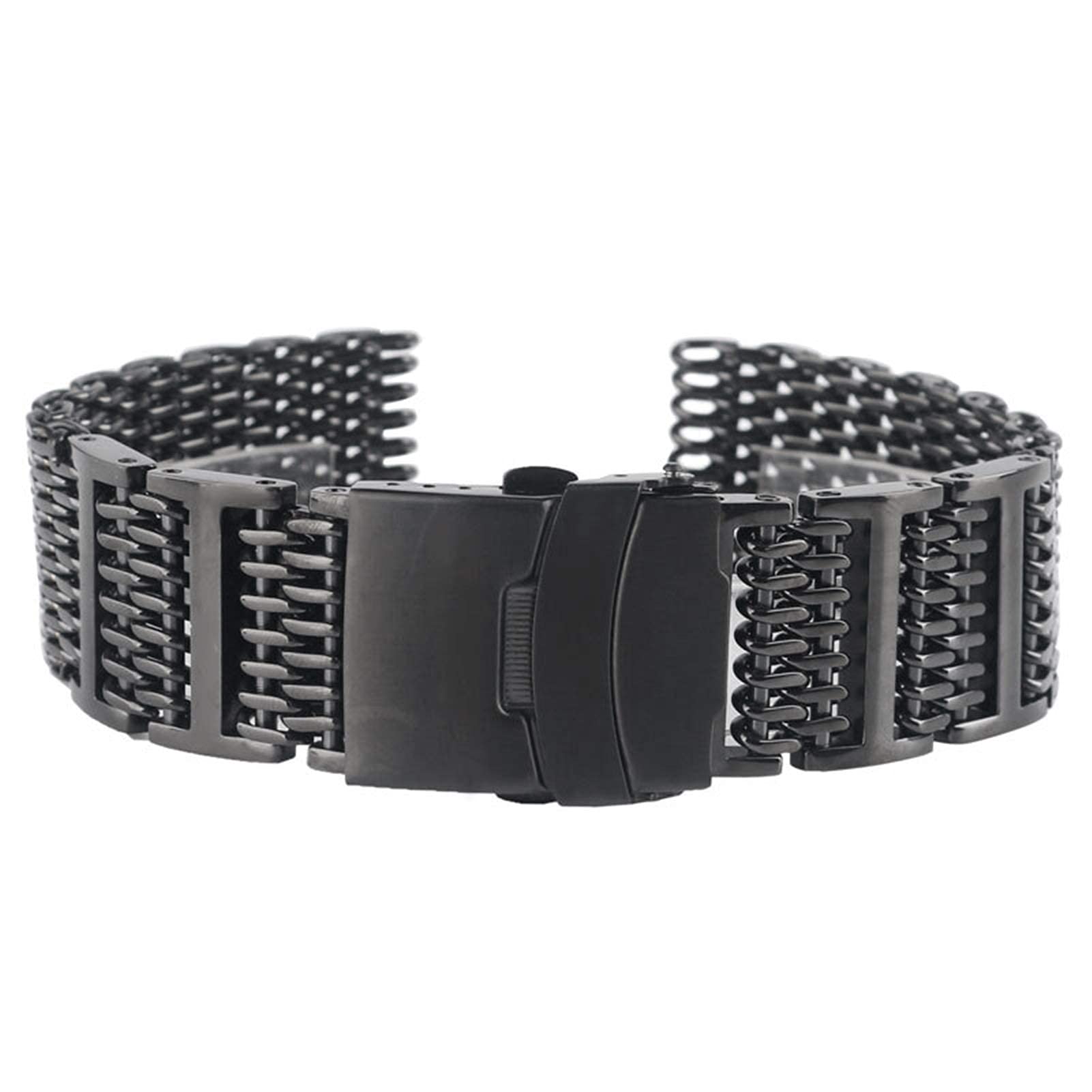 20/22/24mm Mesh Pasek ze stali nierdzewnej Czarny pasek do zegarka Wymiana bransoletki (szerokość pasma: 20mm)