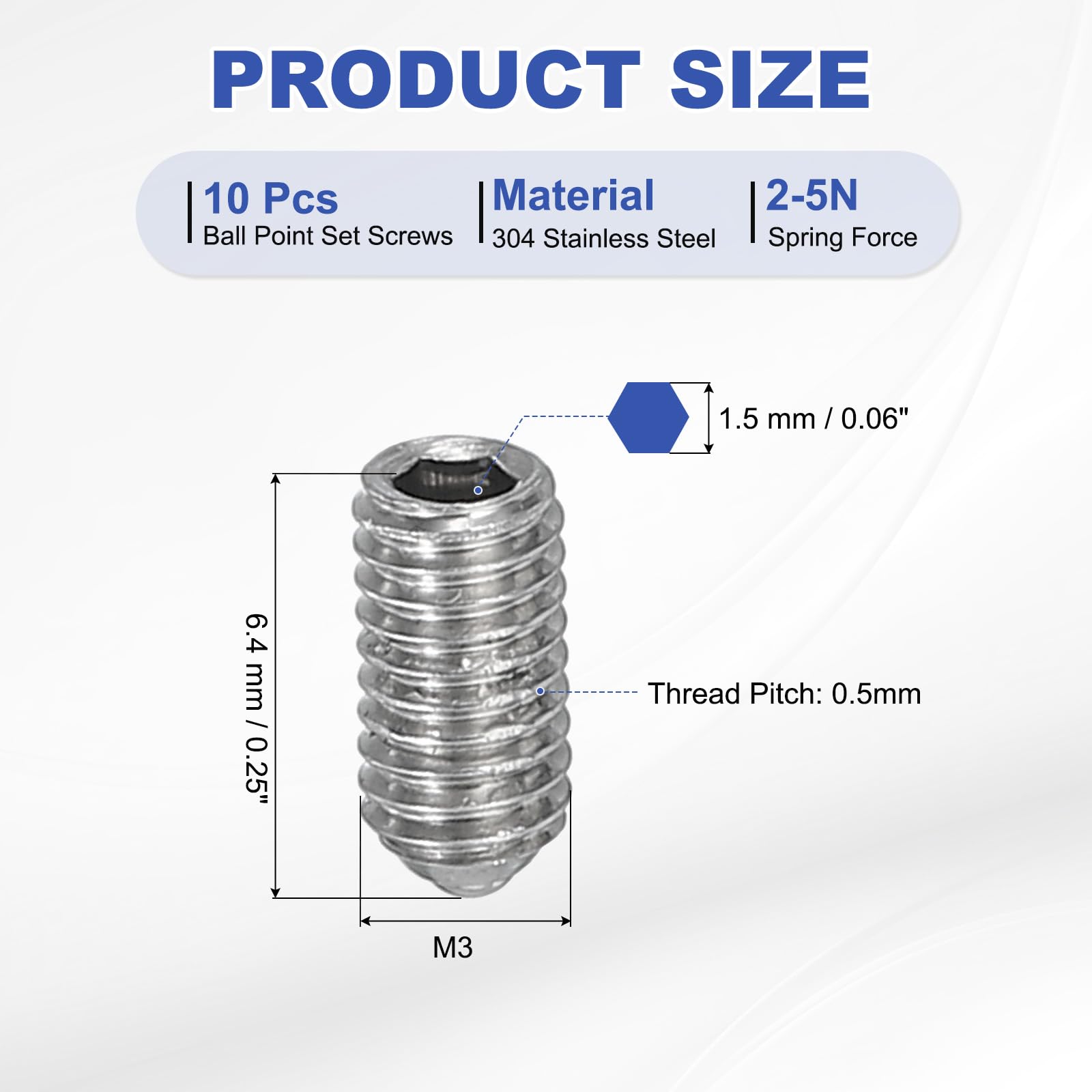 PATIKIL M3x6mm Ball Point Set Screws - Image 2