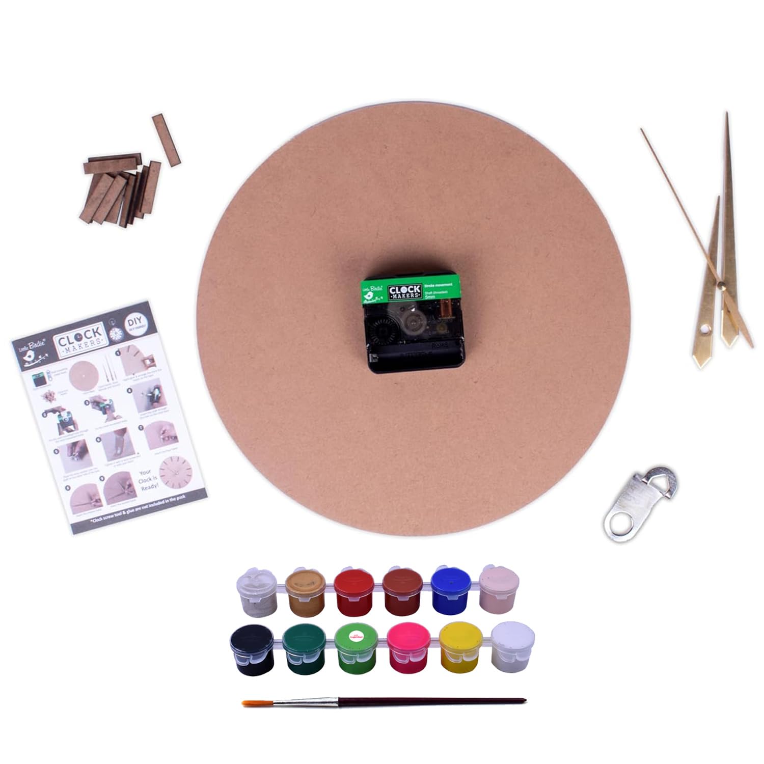 Graphicalmela DIY Clock Making Kit 10inch Dia 4mm Thick | DIY Art & Craft Kit for School Projects, Home & Office Decor | MDF DIY Wall Clock Making Kit | Gift for Kids, Adults