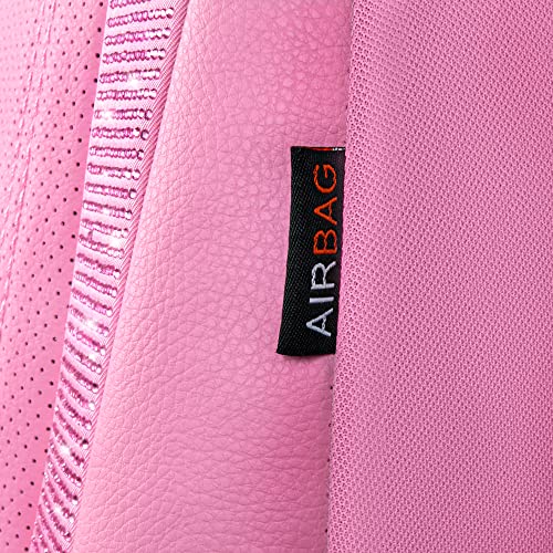 Image of CAR PASS Bling Diamond Car Seat Covers, Shining Rhinestone Waterproof Faux Leather Pink Car Accessories Two Front Only Universal Fit Auto Glitter Crystal Sparkle Strips for Cute Women Girl, Pink