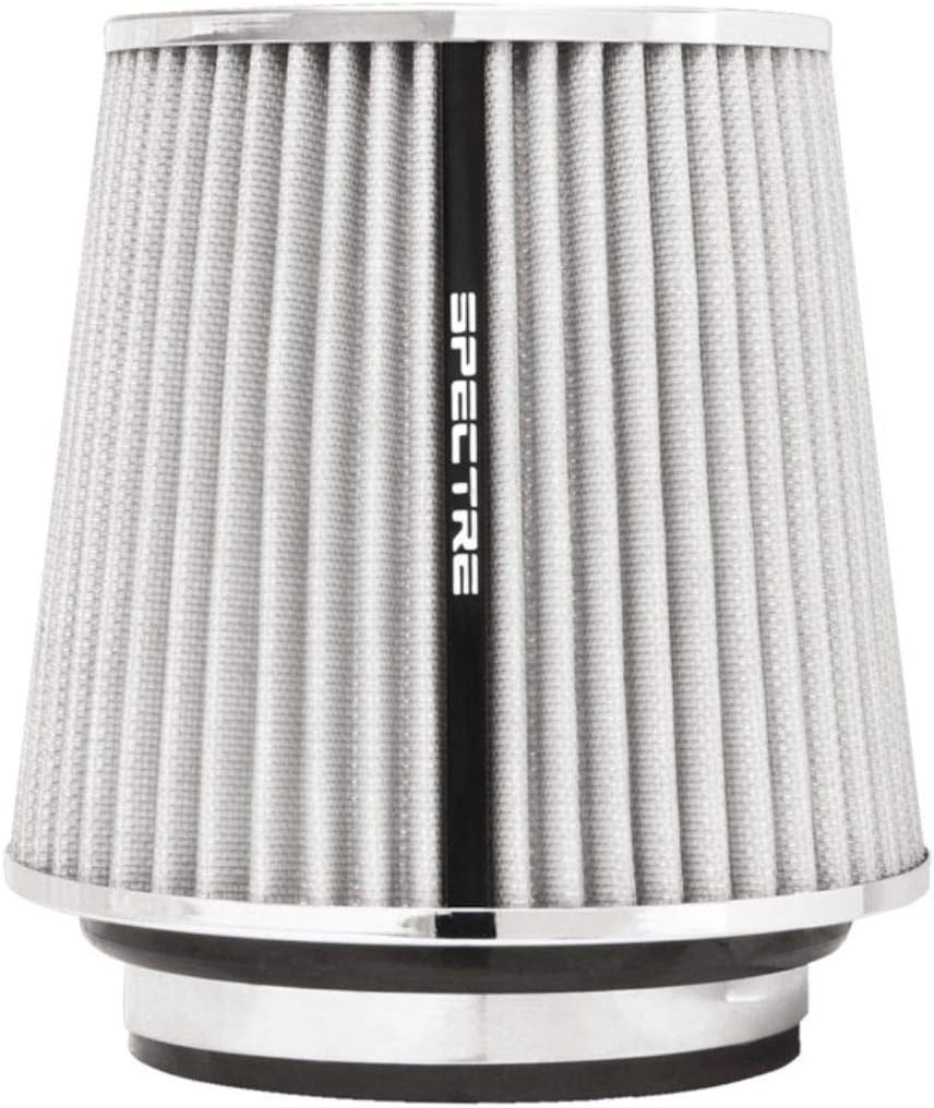 Spectre Performance Universal Clamp-On Air Filter: High Performance,Washable Filter: Round Tapered,3 in/3.5 in/4 in Flange ID,6.719 in (171 mm) H,6 in (152 mm) Base,4.75 in (121 mm) Top,SPE-8138,White