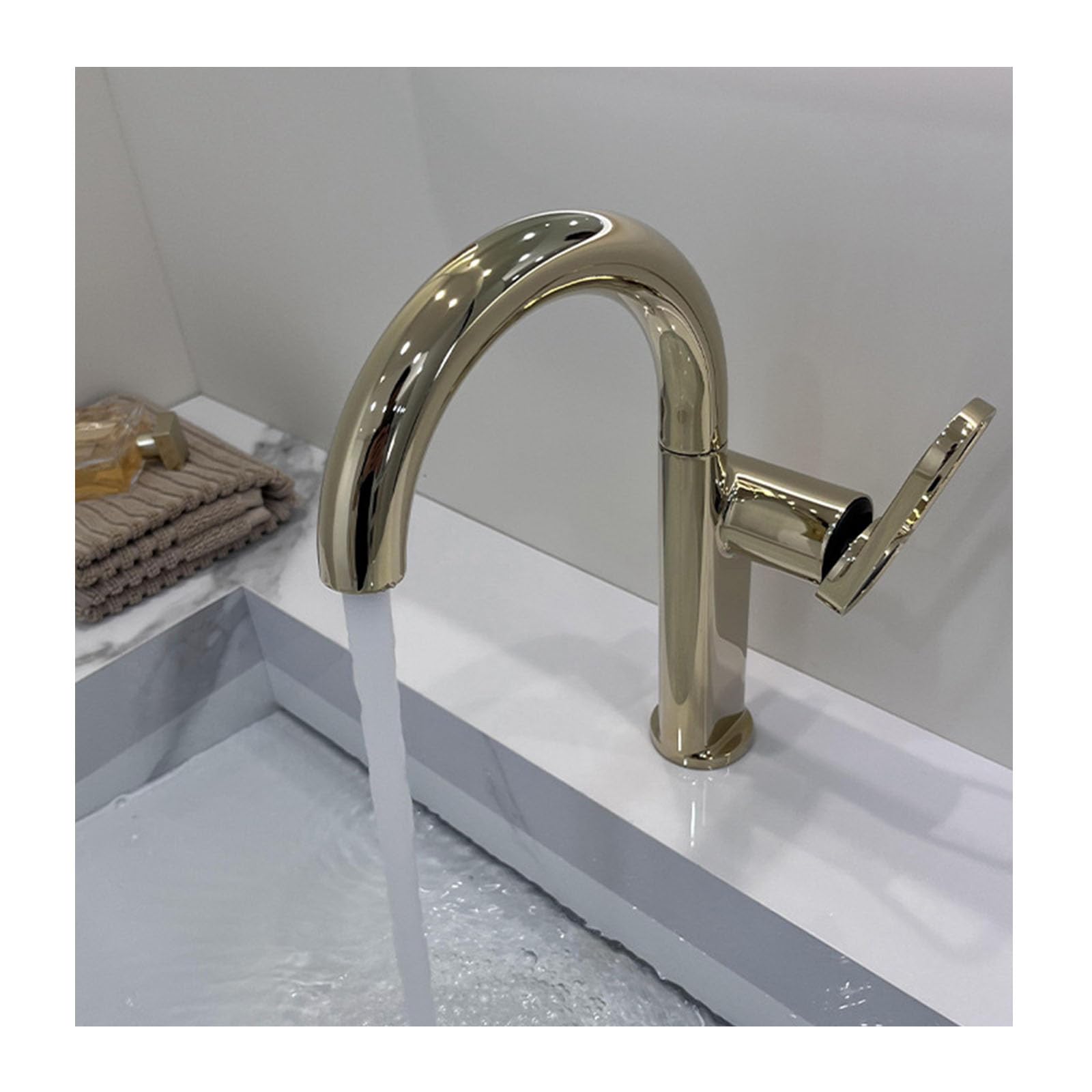 Single Handle Vessel Sink Faucet with Swivel Spout for Hot and Cold Water in Bathroom