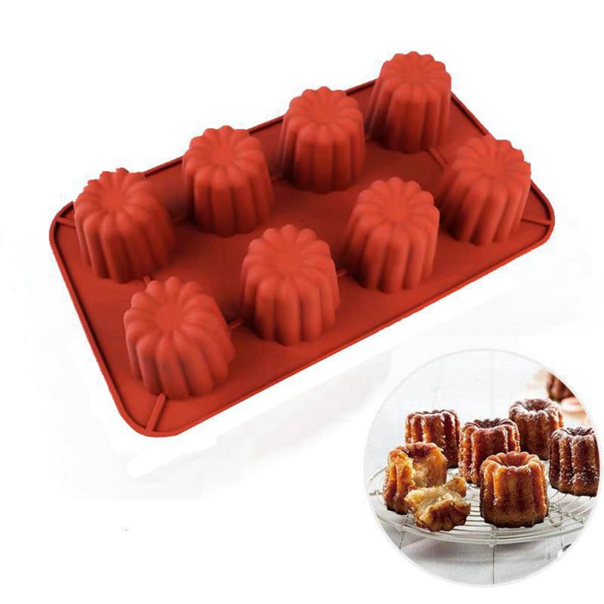 mostsom Molde de silicona para tartas, mousse, moldes de chocolate de cilindro alto para pasteles, brownie, pudín, postre, pastelería, helado, gelatina (cilindro B con 8 cavidades)