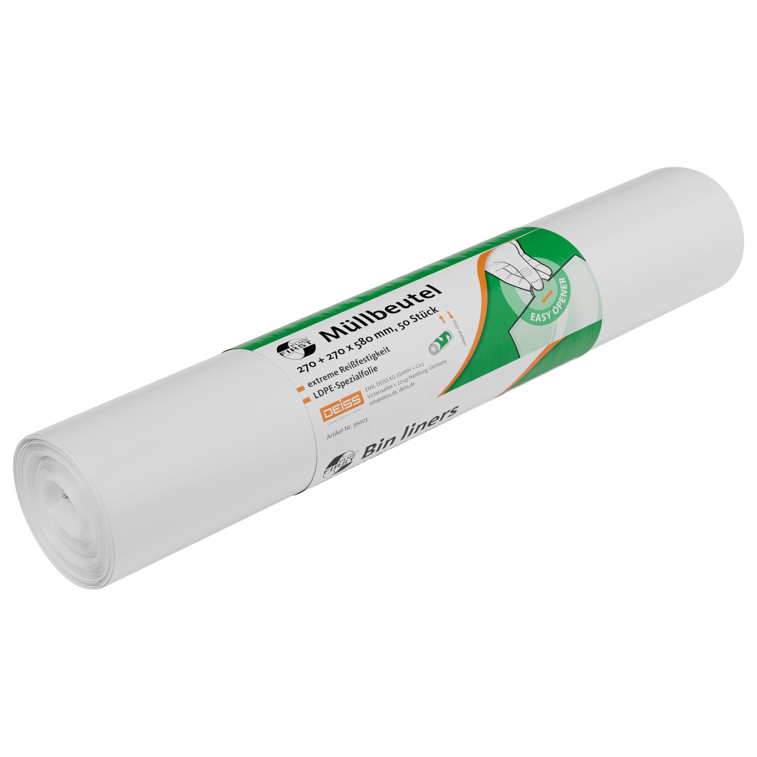 LDPE Bin Liners 1A 33L White 50 Pcs/Roll, 1 count (Pack of 50)