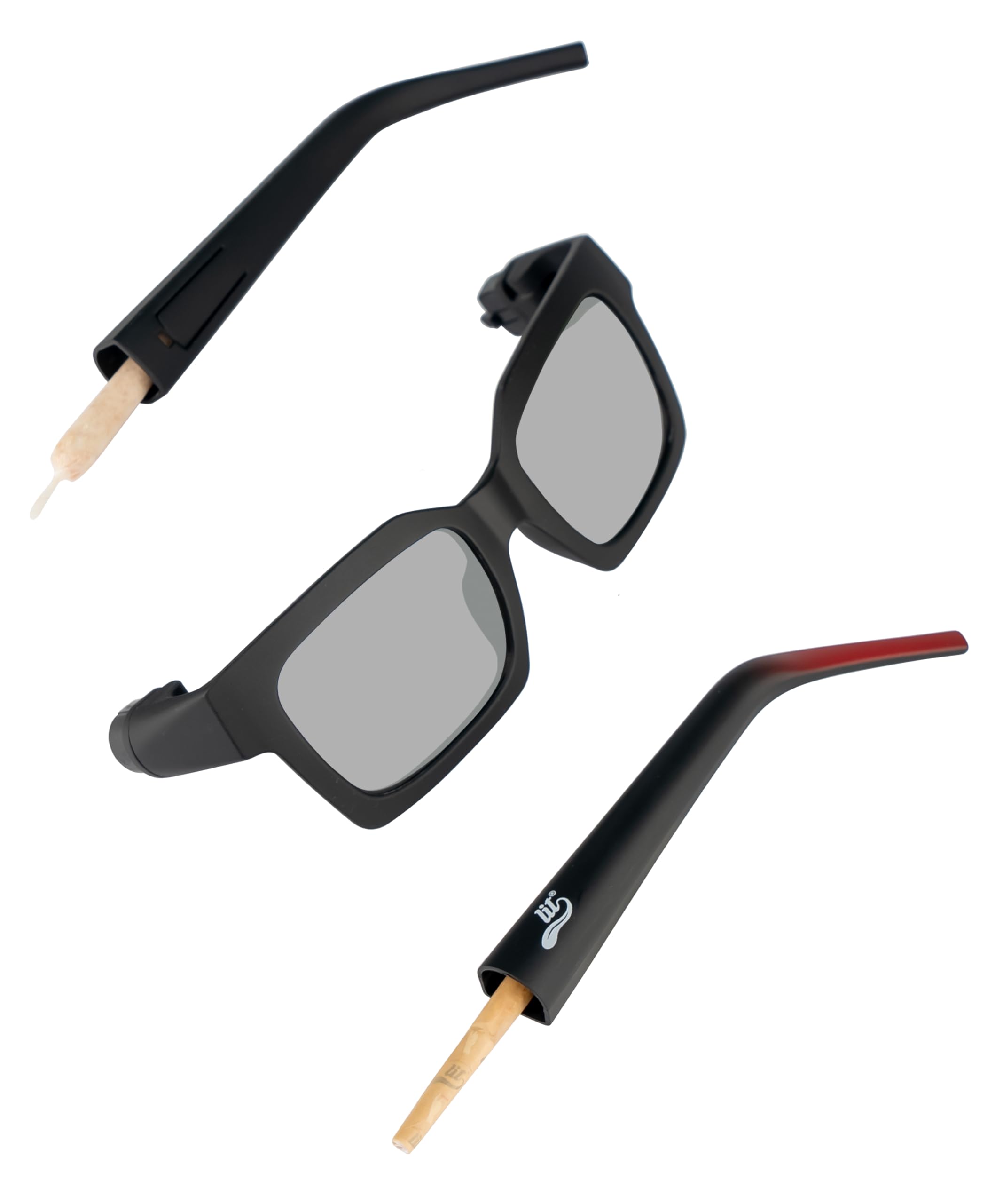 Oversized Square Sunglasses with Black Frame, Interchangeable Temple Arms, Storage Pouch ACCESSORIES-image-32