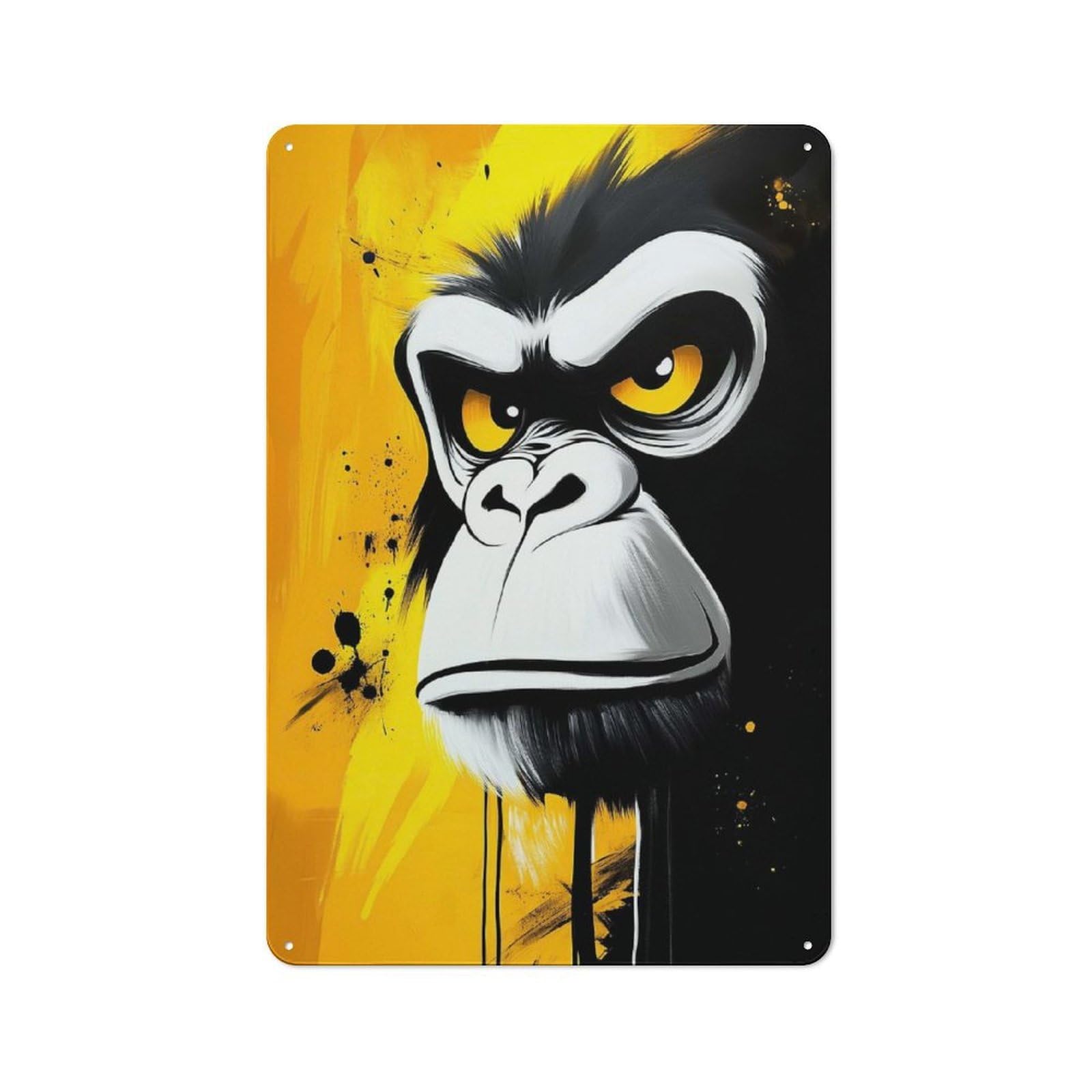 Junmoney Style-23 30X20cm Rustic Metal Wall Sign With Angry Gorilla Portrait For Living Room Wall, Metal Sign Decor For Living Rooms And Feature Walls