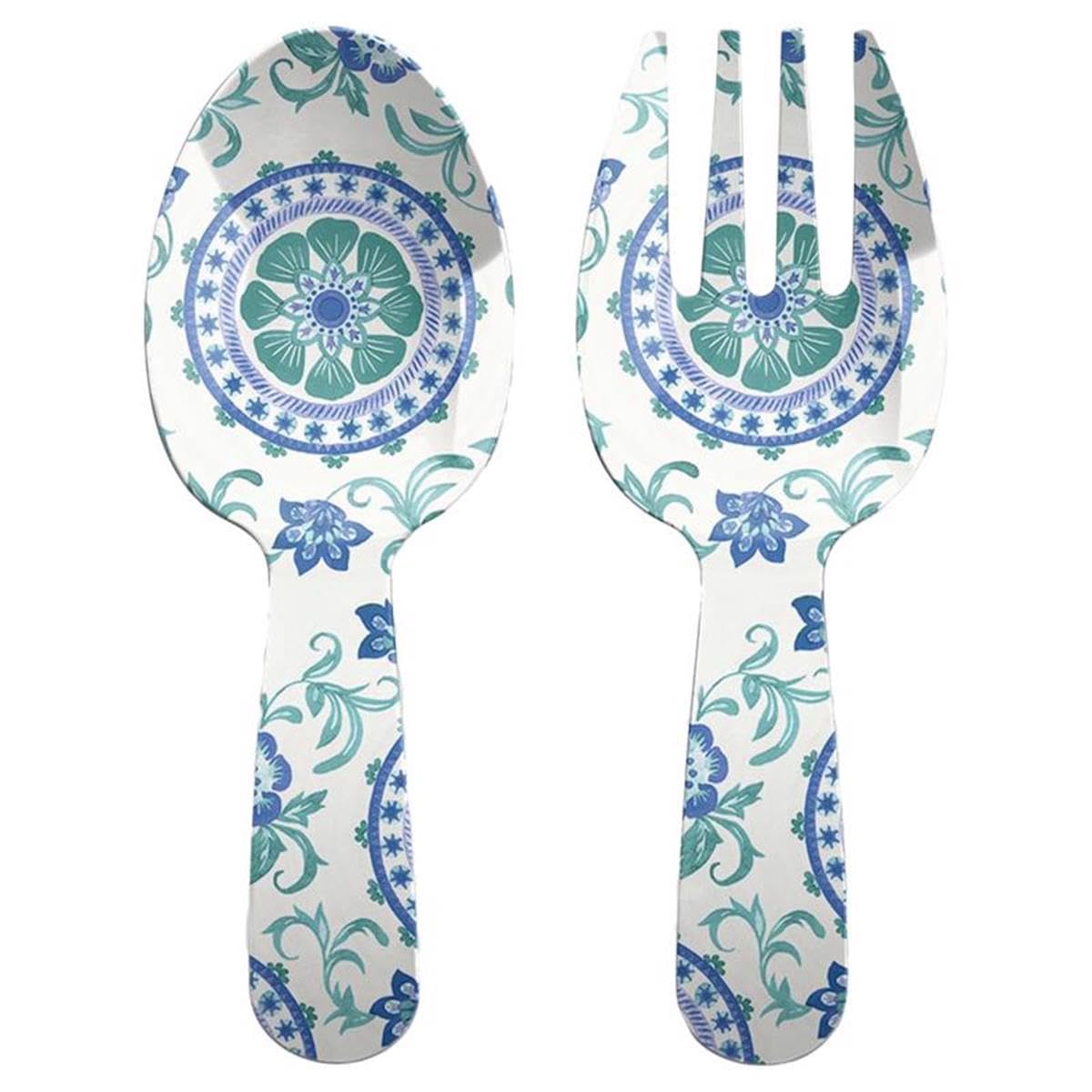 TARHONG 6060399 Multicolored Melamine Artisan Salad Server, 2 Piece