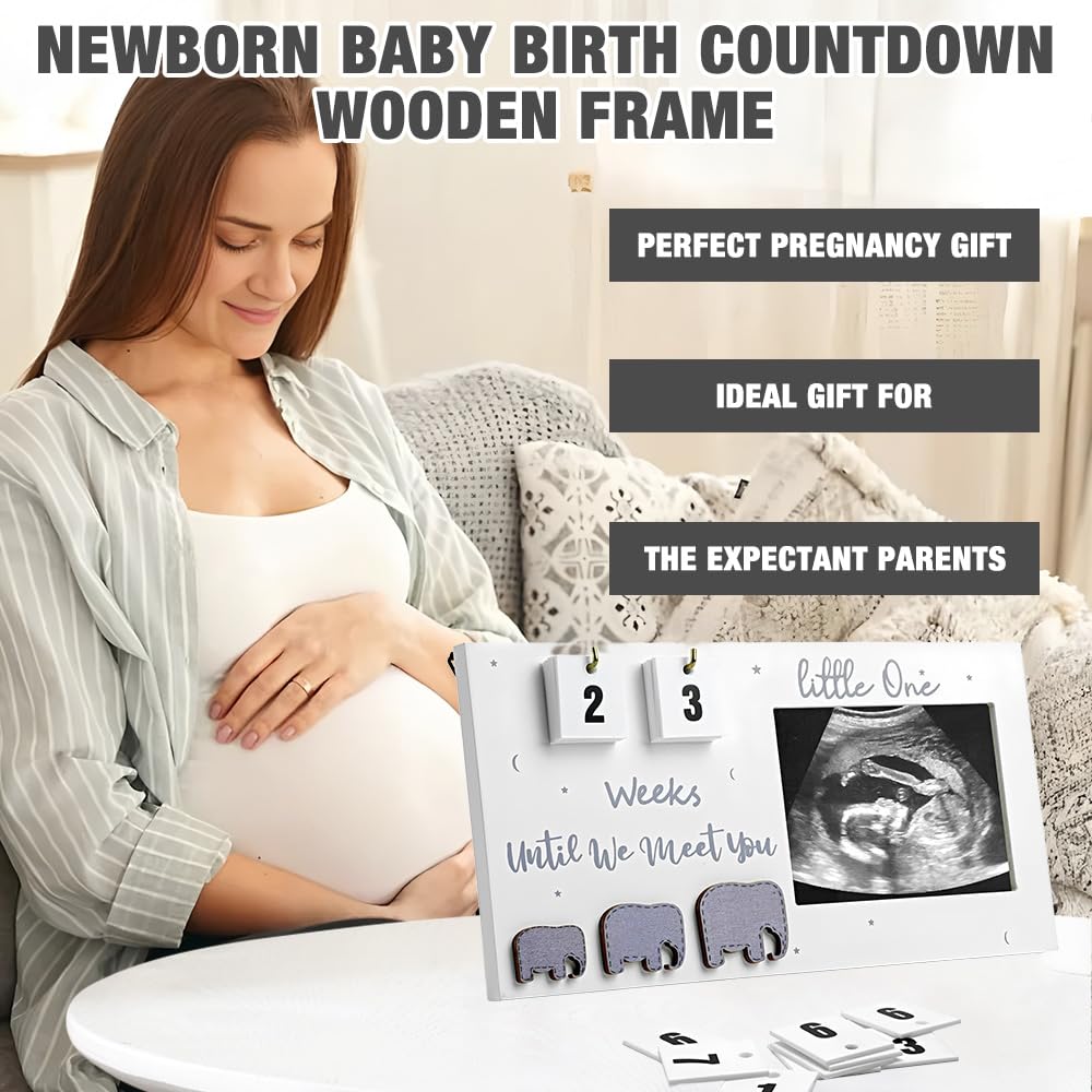 XEERUN Baby Scan Photo Frames, 9.5'' x 5'' Baby Sonogram Picture Frame Countdown Weeks, Baby Ultrasound Picture Frame - Image 4