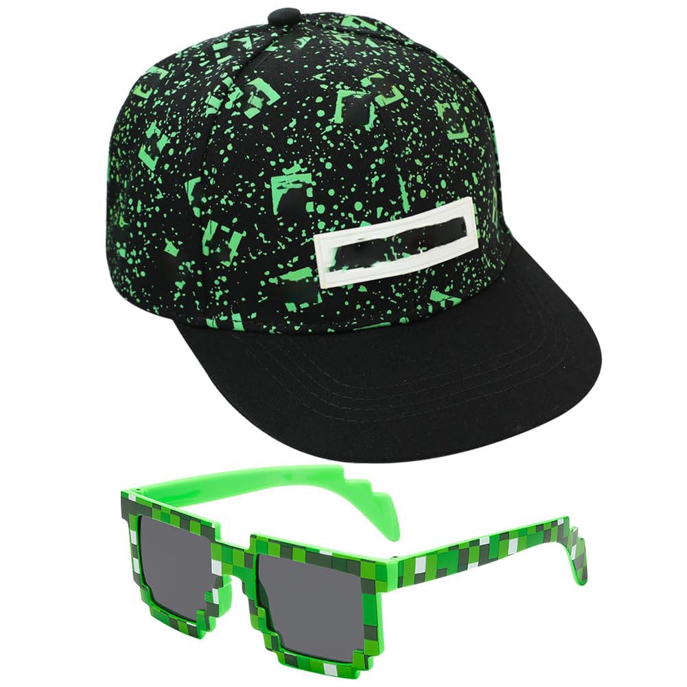 Gorra de Béisbol para Niños 2PCS Conjunto con Gafas de Sol Bordada Transpirable Ajustable