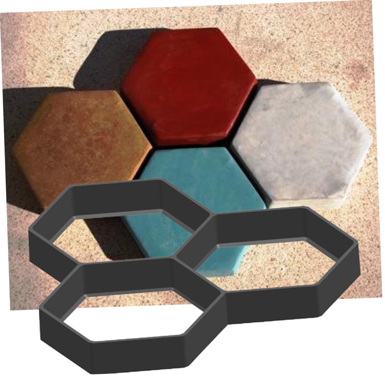TOYANDONA Moule de Sol en Plastique Hexagonal 2Pcs Facile à Utiliser et Nettoyer pour Pavés en Ciment Jardin et Allées Extérieures