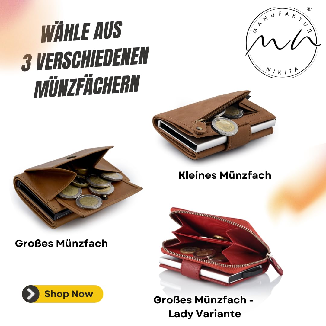 Kreditkartenetui Echtleder | Geldbörse mit RFID-Schutz | Wallet für 10 Karten | für Damen und Herren mit schöner Geschenkbox