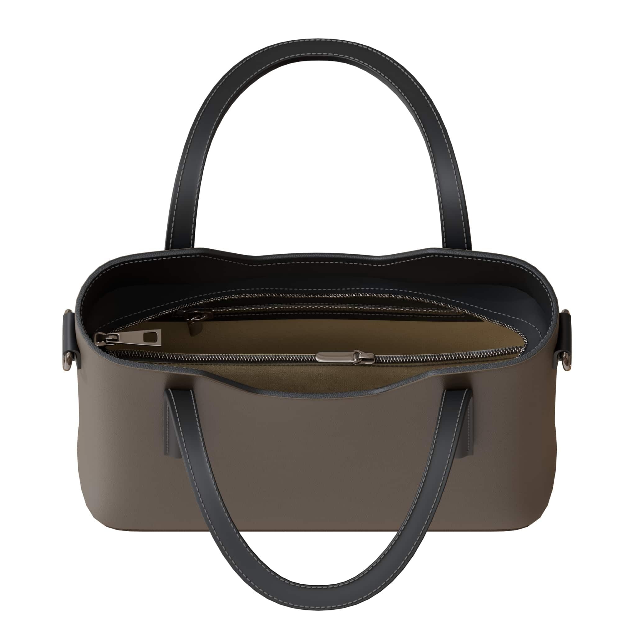 KMISSO Damen Handtasche Echtleder Made in Italy – elegante italienische Leder Schultertasche mit Henkel & abnehmbarem Schulterriemen – strukturierte Umhängetasche für Alltag, Büro & Freizeit