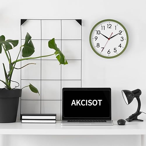 Miniatura 229 de AKCISOT Reloj de pared, moderno y pequeño, funciona con pilas, de 8 pulgadas, silencioso, analógico, clásico, para oficina, hogar, baño, cocina