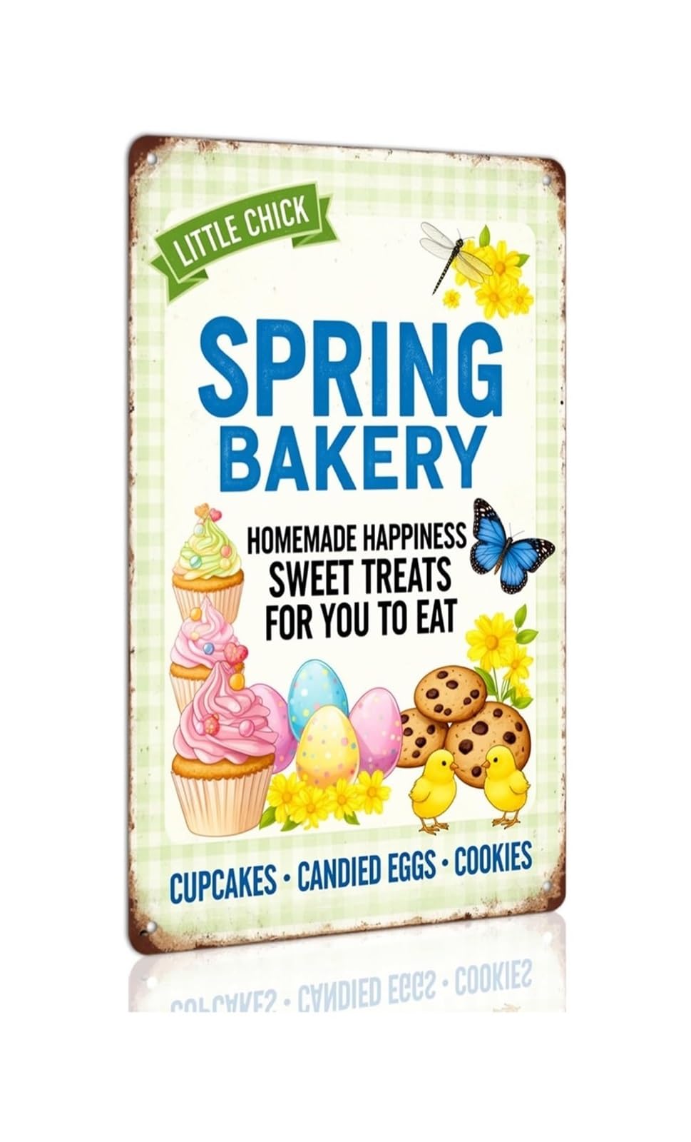 CBQZCHWDKT Homemade Happiness Bakery Sign Vintage Metal Tin Wall-Art with Sweet Treats Design for Farmhouse Kitchen Decor 8 X 12 inch​