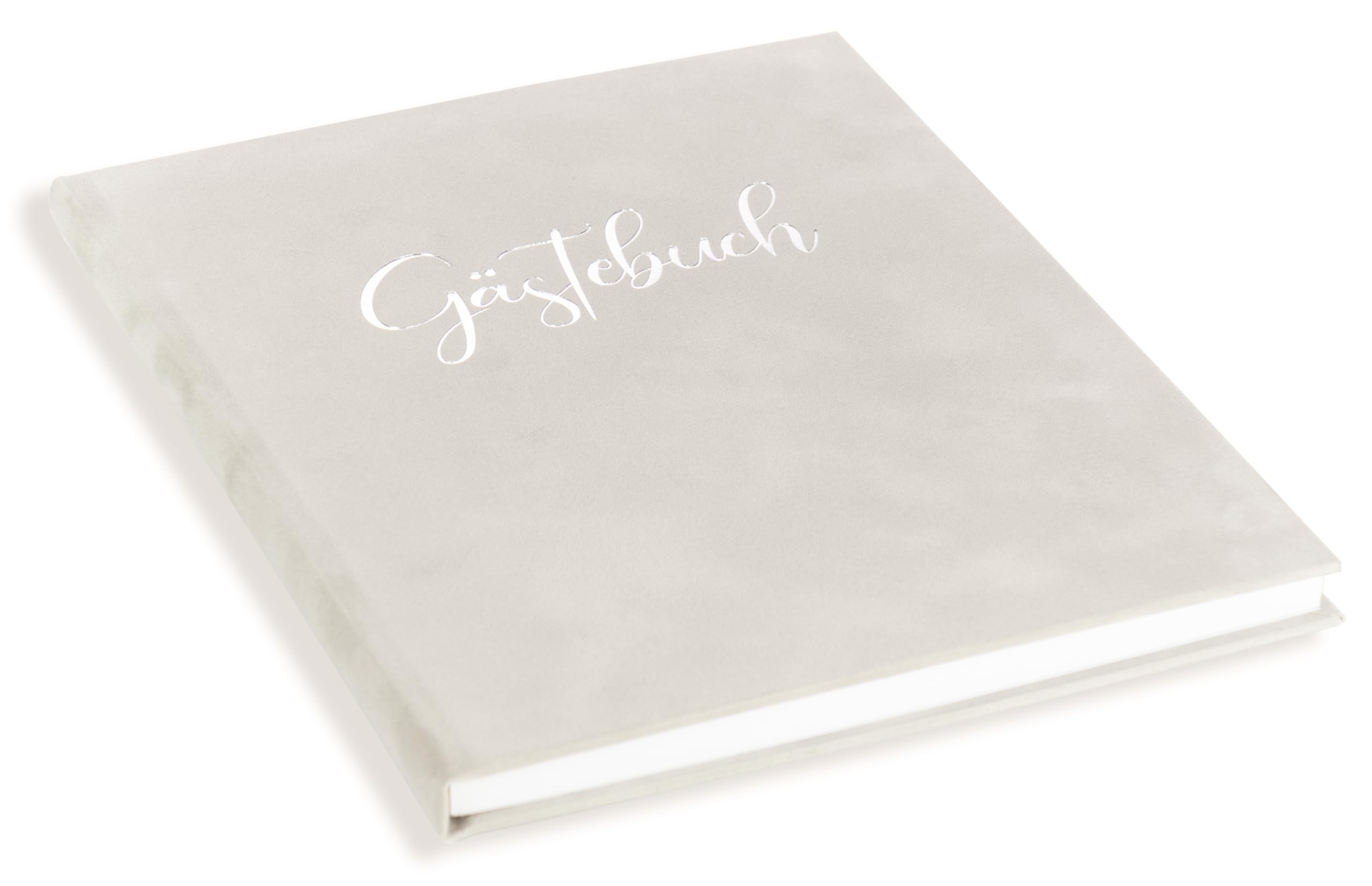 Gästebuch aus Samt in hellem Grau zur Hochzeit, Taufe, Geburtstag, Konfirmation, Ferienwohnung, UVM. 23 x 18 cm, 124 Seiten