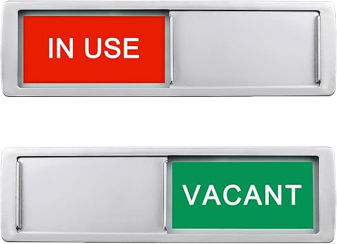 Vacant In Use Door Sign for Home Office Restroom Conference Hotels Hospital, Vacant Occupied Slider Door Indicator Tells Whether Room Vacant or In Use, 7 x 2 - Silver