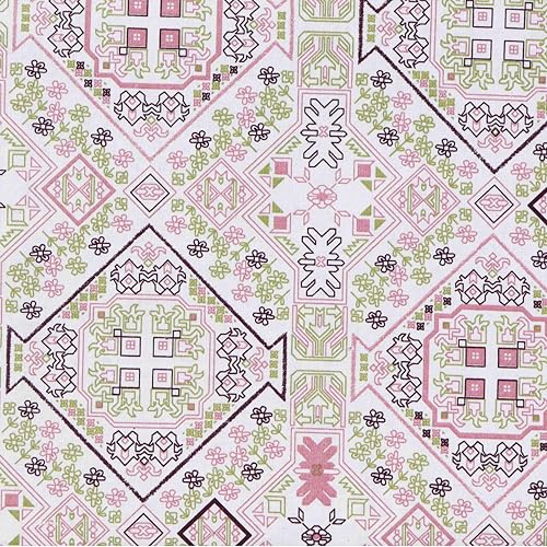 Image of Pure Source India Pure Cotton Elegance Bedding Set, Dreamy Cotton Comfort Double Bed Sheet with Pillow Covers (Green Pink Jhoomar)