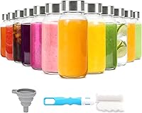 Vista 20 de Botellas de vidrio transparente con tapas de 18 onzas, botellas de agua de vidrio reutilizables con tapa de acero inoxidable para jugos