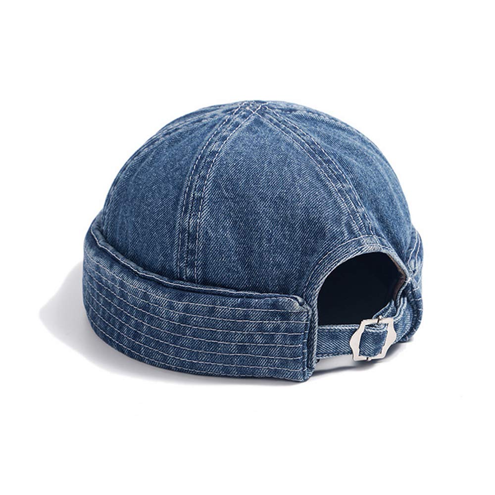 Croogo Denim-Docker-Mütze, modische Krempenlose Beanie-Mütze, Retro-Schädelmütze, gerollte Manschette, Matrosenmütze, Hip-Hop-Tanzuhr, Gd59, Einheitsgröße