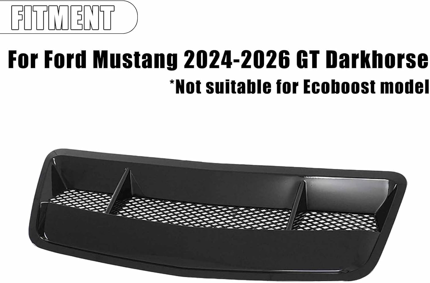Shelby Style Engine Hood Air Vent for Ford Mustang S650/GT/Darkhorse 2024-2026 Hood Scoops Vent ABS Replacement Part (Glossy Black)