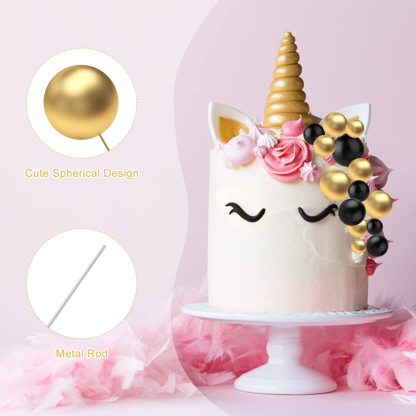 108 Palline Foam Per Decorazione Torte | 5 Misure | Color Rosa | Per Compleanno Matrimonio