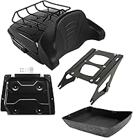 Vista 7 de TCMT 10.7 pulgadas Chopped Tour Pack Baúl Wrap-Around Backrest Portaequipajes Placa base Solo Rack Ajuste Para Harley Tour Pak Touring CVO Road King