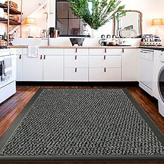 Large Carpet Mat Waterproof Non Slip Strong PVC Backing Floor Mat - Grey, 120 x 150 cm - High Traffic Area Rug Dirt Trapper Muddy Paws Rug