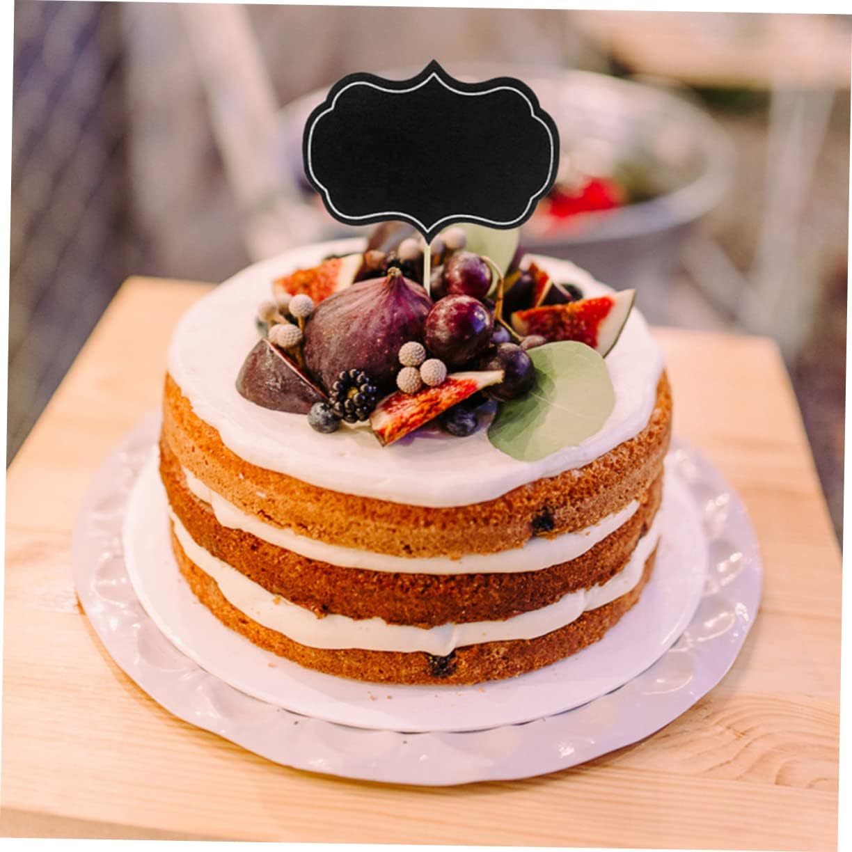 80pcs Black Paper Wood Dessert Topper Food Labels Buffet Tags